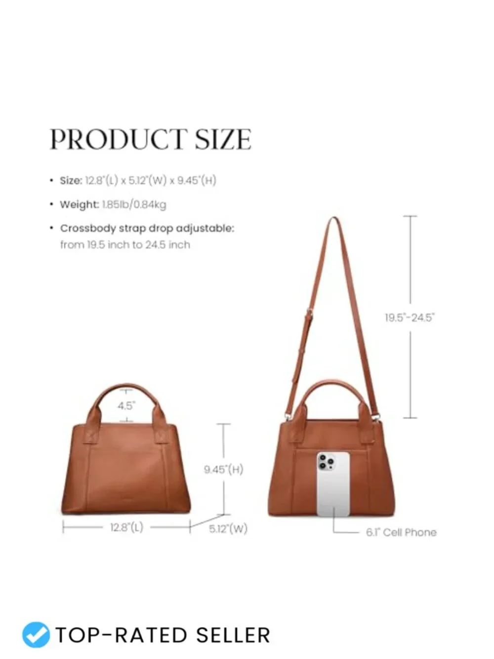 Genuine Leather Women's Satchel Tote Crossbody Shoulder Purse with Zipper
